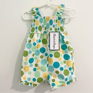 NEW Baby Girl Polka Dot Bubble Romper by Hartstrings size 12 months Adorable